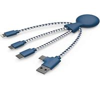 - Câble Multi Usb 4 En 1 En Forme De Pieuvre - Chargeur Universel En Plastique Recyclé - Prise Usb, Usb-C, Lightning, Micro Usb - Compatible Avec Tous Les Smartphone - Mr Bio Bleu