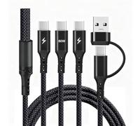 Câble Multi USB, [60W/1.2M] 5 en 1 USB-A/USB C Cable Universel de Charge Rapide avec 3 ports de type C, Câble Chargeur Multi Embout pour iPhone 17/16/15 Pro Max Android Galaxy Huawei Xiaomi Tablet