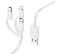 Câble Multi Usb Lightning (Cable De Charge Multi, 3En1, Usb-A/Micro-Usb/Usb-C, Lightning, 1 M, Certifié Mfi, Câble Usb Universel Iphones Ipads Ipods Samsung Galaxy, Huawei, Xiaomi) Blanc