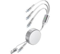 Câble Multi Usb Rétractable[100W/1,2M], 3 En 1 Câble Universel Rapide 6A, Multi Usb Câble De Chargement Avec Micro Usb Type C Lightning Câble Pour Iphone 16 15 14, Samsung Galaxy S[CAB9167229]