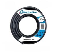 Electraline Câble H05VV-F - 2 x 1 mm - 20 mt - Noir