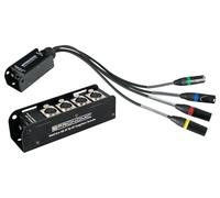 Pronomic NetCore SB-3F/SP-3M Set - Multicore stagebox avec 4 prises XLR femelles et câble 4 connecteurs XLR mâles pour transmission de signaux analogiques ou numériques via câble réseau.