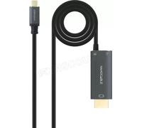 Cable Nanocable USB-C vers HDMI mâle/USB-C femelle 1.8m (Noir)