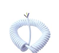 Câble Netflex torsadé à 3 fils Spirale multibrins Blanc Extensible | Cordon d'alimentation enroulé extensible 3 cœurs 24AWG extension rétractable (1 mètre)