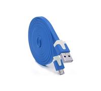 Cable Noodle 3m Micro USB pour ARCHOS 133 Oxygen Android 3 Metres Chargeur USB Smartphone Connecteur (BLEU)