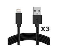 Cable Nylon Renforce Longeur 2m Couleur Noir X3 Pour Iphone Se 2020 / X / Xr / 11 / 12 Little Boutik® Couleur :