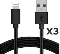 Kabel Nylon Renforce Longeur 2M Couleur zwart X3 Pour iPhone SE 2020 / X / Xr / 11 / 12