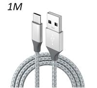 Cable Nylon Tressé Argent Type USB-C 1M pour Samsung galaxy A22 4G - A22 5G - A32 4G - A32 5G - A40 - A41 - A42 [Toproduits®]