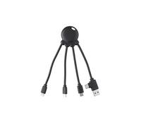Câble Octopus avec USB-A / USB-C / Lightning / Micro USB 15cm Fast Charge 10.5W Noir