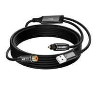 Câble optique SPDIF Toslink vers RCA coaxial de 91 cm, 192 kHz | Mâle vers femelle, avec alimentation USB, prise en charge DTS/Dolby-AC3/LPCM 2.0, compatible avec TV, Apple TV, PS4
