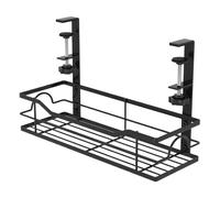Cable Organizer Rack, Under Desk Cord Tray, Space Saving Wire Storage Basket, Metal Mesh Clamp Build, Desktop Electronics Cable Management System, Computer Tablet Earphone Workplace 13.78x4.72x8.66 in