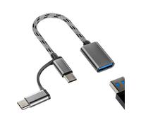 Câble OTG Type-C Adaptateur USB Femelle vers Micro + USB-C mâle convertisseur Android Thunderbolt Souris caméra Lecteur de Carte Clavier clé USB Port Accessoires Compatible avec Samsung Pixel Macbook