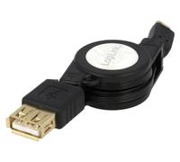 Cable- OTG.USB 2.0- USB A socle.USB B micro prise- 0.75m- noir