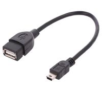 Cable- OTG.USB 2.0- USB A socle.USB B mini prise- 0.2m- noir