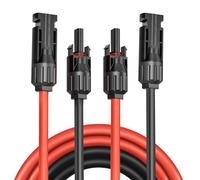 Câble Panneau Solaire 1m, 4mm² / 6mm² 1-50m Câble solaire d'extension,Câble Solaire 4mm², Câble solaire photovoltaïque,Câble de connexion connecteur solaire,Connecteur étanche IP67 (12 AWG 1 m)