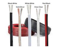 Câble parallèle UL2468 à 2 conducteurs, rouleau standard de 10 m, fil de cuivre étamé en PVC, calibre 30-16 AWG, for rubans LED et composants électroniques.(Clear-Clear,24AWG (0.2mm2))