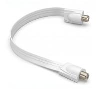 Câble Passe-Fenêtre SAT Plat 26cm Coaxial F Femelle Blanc Sans Perçage | Impédance 75 Ohms, Faible Perte de 1dB, Profil Fin de 0,2mm pour Menuiserie Étroite, Compatible Antennes et Décodeurs