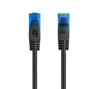 Câble Patch Ethernet Cat.5e U/UTP Transmission jusqu'à 1Gigabit, 2 connecteurs RJ45, câble PVC, CCA, AWG 26/7. Idéal pour la Transmission par Fibre Optique avec des Liaisons Gigabit/LAN, 1m, Noir