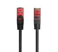 Câble Patch Ethernet Cat 6 U/UTP, Transmission jusqu'à 1Gigabit, AWG 26/7, 2 connecteurs RJ45. Idéal pour la Transmission par Fibre Optique avec des Liaisons Gigabit/LAN, 2m, Noir