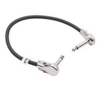 Câble patch guitare 30 cm plat vhbw - Jack 6,35 mm coudé, noir/argent