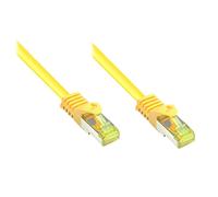 Câble patch RJ45 avec câble brut Cat. 7 et protection de nez d'encliquetage (RNS®), S/FTP, PiMF, 500MHz, jaune, 10m, Good Connections®