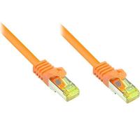 Câble patch RJ45 avec câble brutCat.7 et protection d'encliquetage (RNS®), S/FTP, PiMF, sans halogène, 600MHz, OFC, orange, 15m, Good Connections® (8070R-150O)