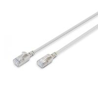 Digitus Câble réseau Cat 6A Slim 0,3 m AWG 32/7 F/FTP RJ45 10 Gbit/s PoE+ LSZH Gris