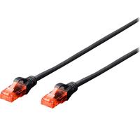 Câble patch RJ45 U/UTP Cat6 DIGITUS 3.00m noir protection de levier sac poly