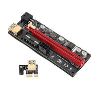 Câble PCIE GPU Riser Express, Carte Riser PCIE 1X à 16X avec 4 Condensateurs Solides et Interface 6 Broches, Conception à Boucle Fixe, Câble USB (Ligne Rouge)