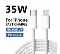 Câble PD de Charge rapide tressé 35W, pour iPhone 13 14 Pro Max 11 12 mini X XR XS Max 7 8 Plus, câbles de données USB-C de Charge rapide 1m 2m Gray