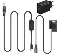 Câble PD USB-C + DMW-DCC12 DMW-BLF19 BLF19E Coupleur CC Batterie Factice pour Lumix DMC-G9 DMC-GH5s GH5 DMC-GH3 GH4