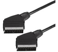Câble Péritel Mâle Vers Mâle Noir 2 M - 21 Broches Connectées - Audio/Vidéo - Compatible Avec Modem, Télévision, Lecteur Dvd