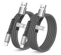 Cable Phone 1M+2M Nylon Cable USB Lightning Câble Phone [Certifié MFi] | Cable Chargeur i Phone Câble Lightning Fil i Phone Cordon pour iPhone 14/13/12/11/Pro Max/Mini/XS/XR/X/8 Plus/7/6/SE/iPad