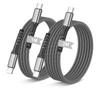 Cable Phone USB C Cable USB C vers Lightning 1M+2M 2Pack [Certifié MFi] | Cable i Phone Charge Rapide Nylon Câble Lightning Cordon Chargeur Fil pour Phone 14 13 12 11 Pro Max Mini XR XS X 8 7 Plus SE