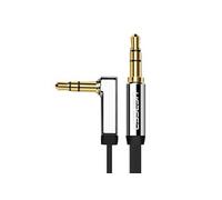 UGREEN Câble Jack 3.5mm Mâle Mâle Plat Coudé 90 Degrés Câble Auxiliaire Voiture Compatible avec Casque Enceinte Smartphone Tablette iPod MP3 MP4 HiFi Stéréo Barre de Son (1M)
