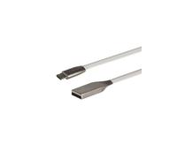 Câble plat micro USB AM 1m Blanc métal MCTV-833W