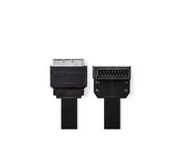 Câble plat scart péritel mâle - scart mâle coudé 90° 2,0 m noir