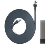 Câble plat Starlink Gen 3 de 15,2 m pour câble Ethernet FTP RJ45 standard V3 et Mini, câble d'extension Ethernet FTP RJ45 caché, 26 AWG étanche pour antenne satellite rectangulaire d'extérieur - Gris
