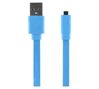 Câble Plat USB A / microUSB 1A 20cm Bleu Bigben