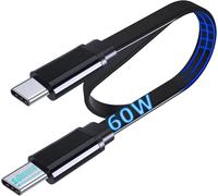 Câble Plat Usb C Vers Usb C Pd Charge Rapide 60w 3a Câble [10mm Connecteur] Pour Oukitel Wp20 Wp18 Wp17 Wp10 Wp5 Pro;Doogee V10 S98 S97 S96 S95 S59 S58 S86 S88 Plus/Pro Téléphone Incassable