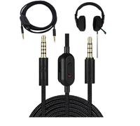 Câble pour Casque de Jeu, Cordon Tissé Pour Écouteurs de 2M avec Contrôle du Volume et Interrupteur de Sourdine pour Logitech, G Pro, G Pro X, G433, G233(Fil tressé Noir)