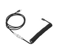 Câble pour Clavier Mécanique USB C vers USB A, Spirale Nylon Noir | Connecteur Aviation Détachable, Plug Rotatif 360°, Gaine Tressée Cuivre, pour Bureau, Compétition