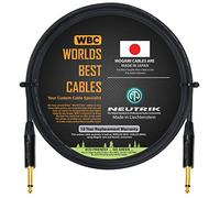 Câble pour guitare basse 2 m, Câble Audio, Câbles pour Instruments, fabriqué sur mesure par World's Best Cables - en utilisant le fil Mogami 2524 et les connecteurs Neutrik NP2X-B 6,35 mm droits dorés