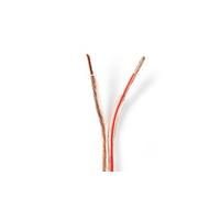 - Câble pour haut-parleur en vrac - 4 mm² - 15 m - transparent - rond