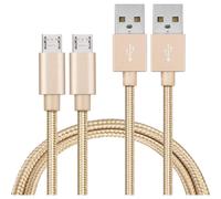 Cable pour Huawei Y7P / Y6P / Y5P / P40 Lite E / P Smart 2020 / P Smart 2019 - micro usb Nylon Tresse Or 1 Metre [LOT 2] Phonillico©