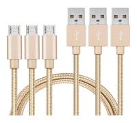 Cable pour Huawei Y7P / Y6P / Y5P / P40 Lite E / P Smart 2020 / P Smart 2019 - micro usb Nylon Tresse Or 1 Metre [LOT 3] Phonillico©