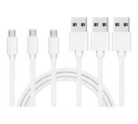 Cable pour Huawei Y7P / Y6P / Y5P / P40 Lite E / P Smart 2020 / P Smart 2019 - Nylon Tresse Argent Blanc 1 Metre [LOT 3] Phonillico©