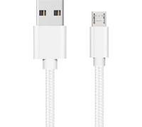 Cable pour Huawei Y7P / Y6P / Y5P / P40 Lite E / P Smart 2020 / P Smart 2019 - Nylon Tresse Argent Blanc 1 Metre Phonillico©