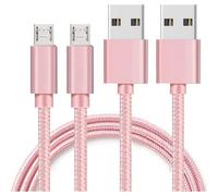 Cable pour Huawei Y7P / Y6P / Y5P / P40 Lite E / P Smart 2020 / P Smart 2019 - Nylon Tresse Rose 1 Metre [LOT 2] Phonillico©