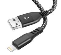 Câble pour iPhone en nylon tressé 2m, USB vers Lightning Noir
